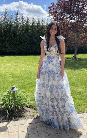 Vestidos de noche de fiesta de gasa con estampado floral especial Y6721