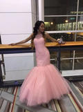 Elegant Mermaid/Trumpet Pink Sleeveless Tulle Evening Dresses Y1094 by simplepromdress