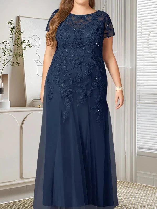 Dark Navy Mermaid Scoop Sequins Tulle Dress by Dreamylily