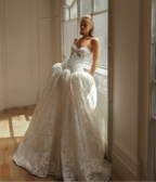 Bohemian Ivory Lace Strapless Ball Gown Wedding Dress SW193