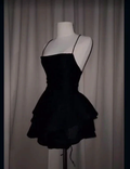 Sexy Backless Short Prom Dress Black Satin Homecoming Dress Y7620 by simplepromdress