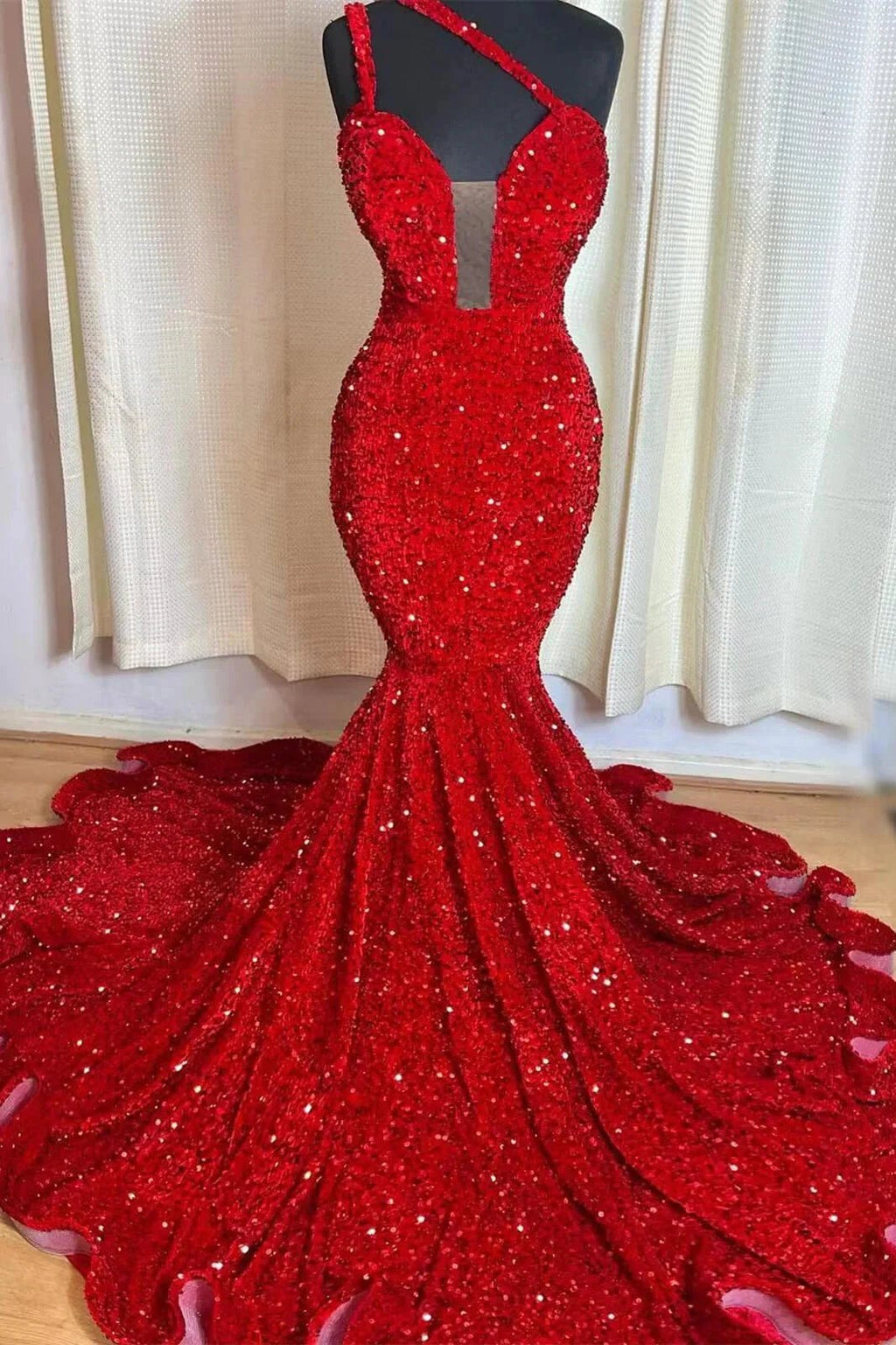 One Shoulder Sleeveless Mermaid Prom Dress with a Sweetheart Neckline by BIZTUNNEL