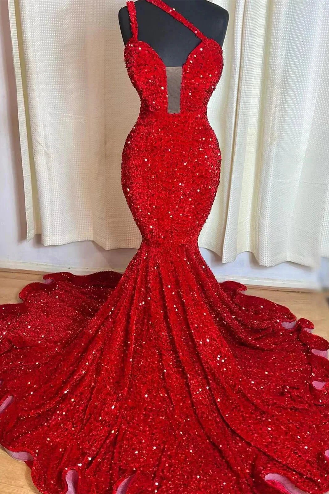 One Shoulder Sleeveless Mermaid Prom Dress with a Sweetheart Neckline by BIZTUNNEL