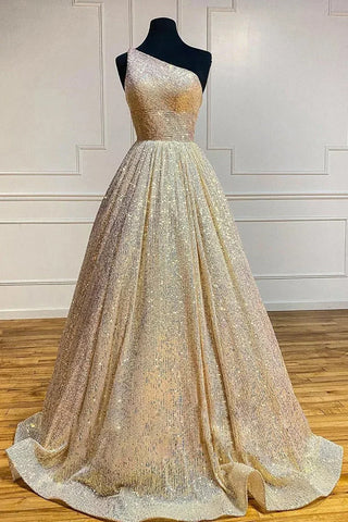 Charlee | A-Linien-Ballkleid mit One-Shoulder-Träger und Pailletten