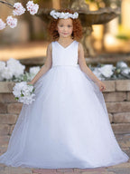 Elegant Princess Ball Gown Satin & Tulle Flower Girl Dress - photo 5