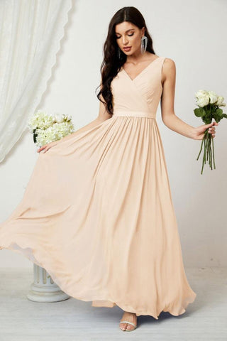 Women's Chiffon Long Bridesmaid Dresses A line Sleeveless Formal Prom Gown for Evening Party Homecoming Dresses 2808