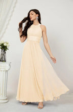 Numbersea Formal Party Gown Dress Chiffon Halter Long Sleeveless Bridesmaid Dresses 2802 by numbersea