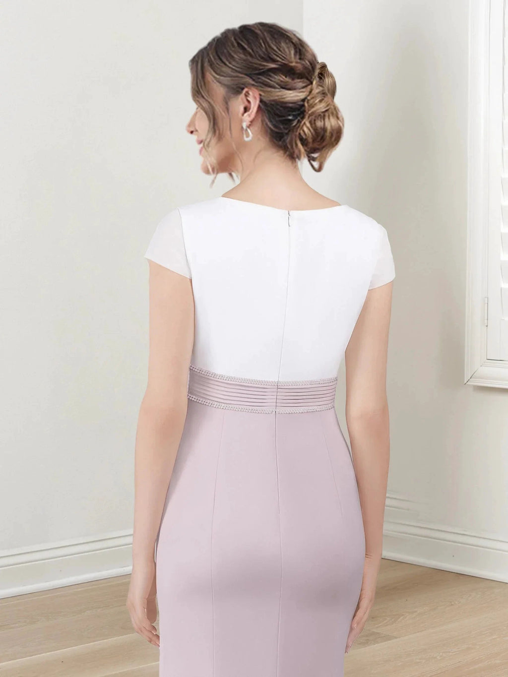 Sheath/Column V-Neck Tea-Length Mother of the Bride Dresses by Dreamylily