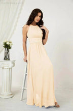 Numbersea Formal Party Gown Dress Chiffon Halter Long Sleeveless Bridesmaid Dresses 2802 by numbersea