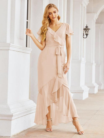 Numbersea Ruffled Bridesmaid Dresses Mermaid Formal Violin Evening Party Prom Gowns 28042