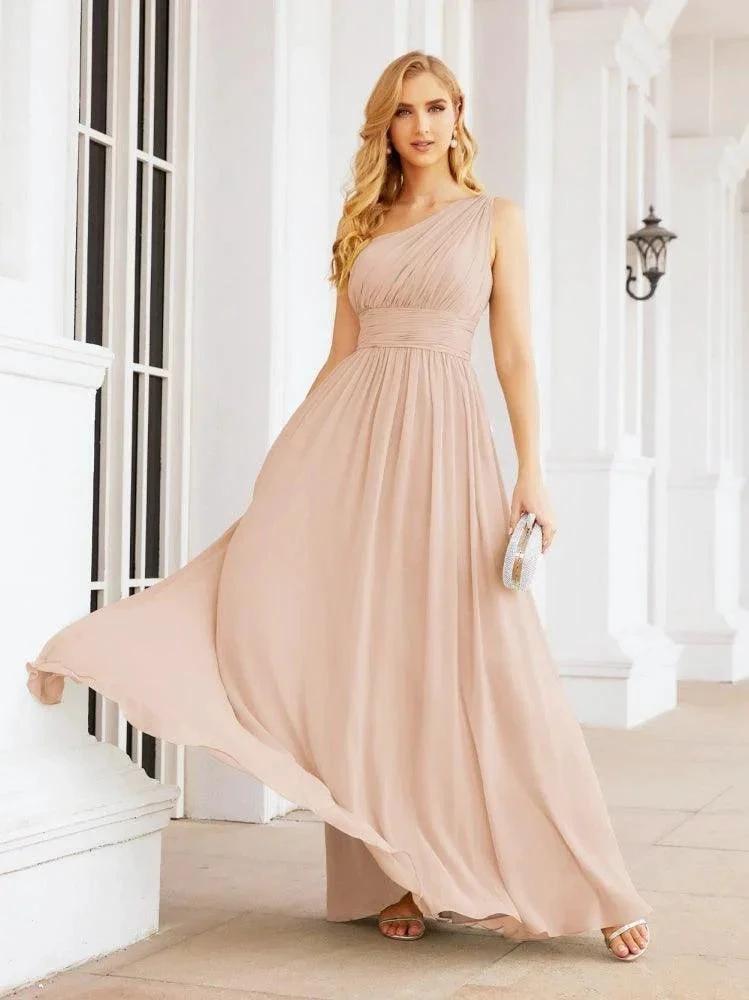 Numbersea One Shoulder Bridesmaid Dresses Long Maxi Formal Evening Party Prom Gowns 28061 by numbersea
