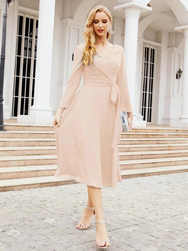 Bridesmaid Dress V-Back Waist Belt Mother of the Bride Wedding Guest SY28031 by numbersea