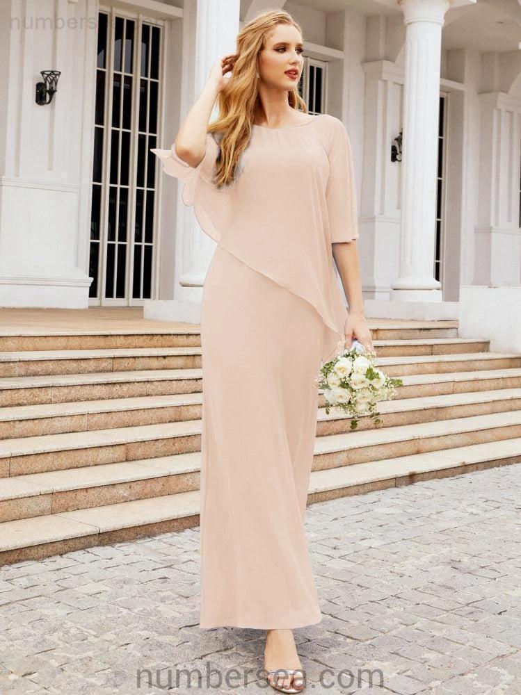 Sunnderly Formal Party Gown Dress Long Mother of The Bride Dresses with Ruffle Cape SY28026 by numbersea