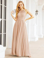 Numbersea Sleeveless Bridesmaid Dresses Long Prom Gown Zipper with Keyhole Back 28056 by numbersea