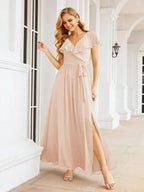 Bridesmaid Dresses with Flutter Sleeves Formal Evening Party Prom Gowns 28044 by numbersea