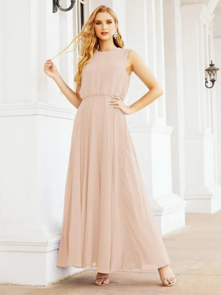 Numbersea Sleeveless Long Bridesmaid Dress A line Formal Evening Prom Gown 28025