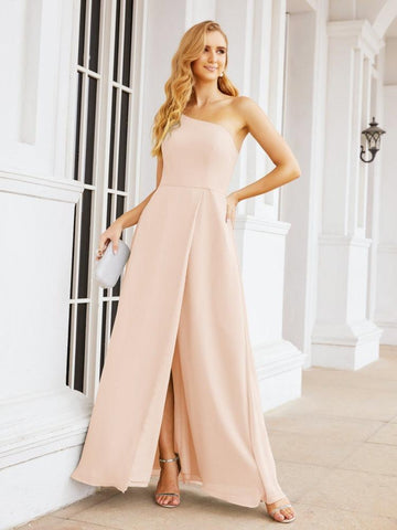 Numbersea Women's One Shoulder Formal Prom Gowns for Mother of The Bride Side Slit Bridesmaid Dresses 28052