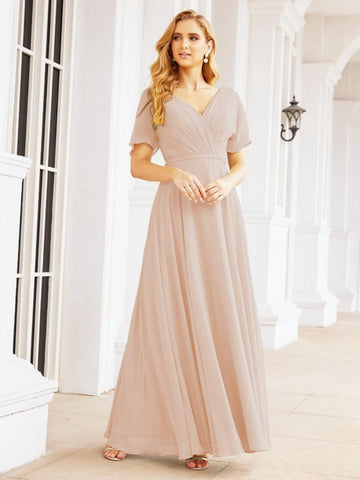 Numbersea Formal Prom Gowns for Mother of The Bride Short Sleeves Bridesmaid Dress 28049
