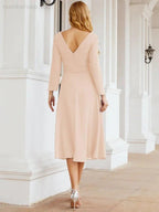 Bridesmaid Dress V-Back Waist Belt Mother of the Bride Wedding Guest SY28031 by numbersea