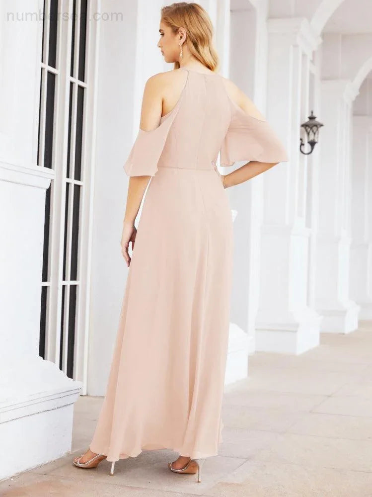 Abiti da damigella d'onore Numbersea con spalle scoperte, linea a trapezio, lunghi abiti da sera formali 28074