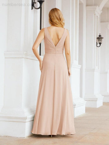 Numbersea Bridesmaid Dresses for Wedding Ruffles Long Formal Prom Gowns 28039