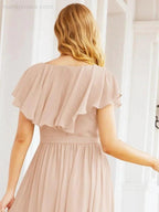 Bridesmaid Dresses with Flutter Sleeves Formal Evening Party Prom Gowns 28044 by numbersea