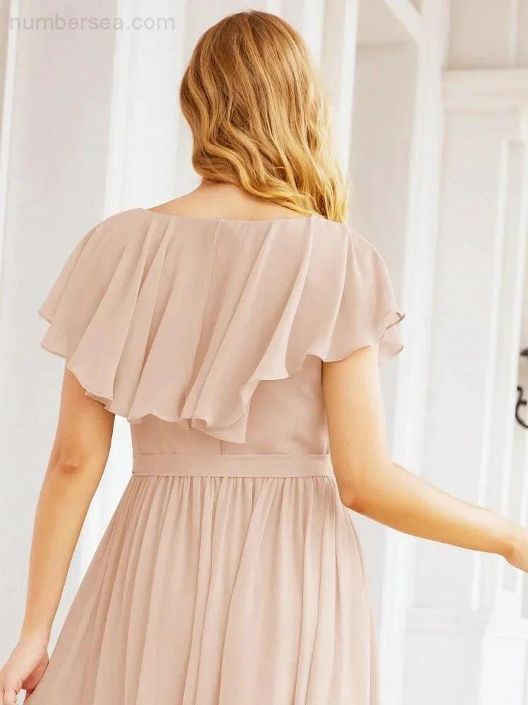 Bridesmaid Dresses with Flutter Sleeves Formal Evening Party Prom Gowns 28044 by numbersea