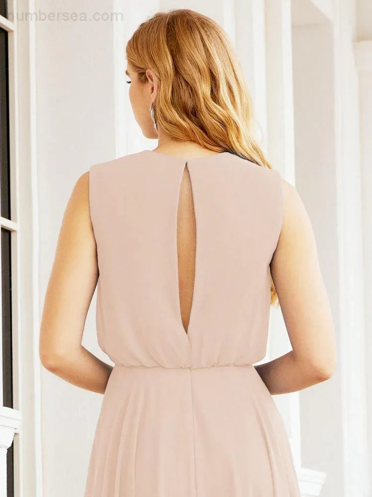 Numbersea Sleeveless Long Bridesmaid Dress A line Formal Evening Prom Gown 28025