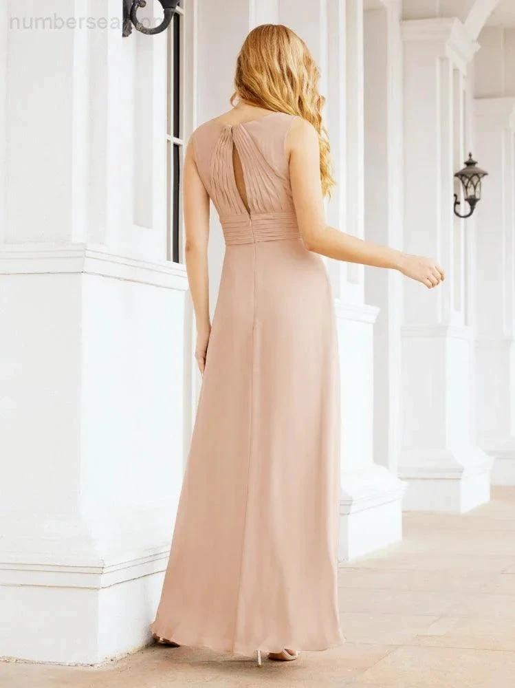 Formal Prom Gown Elegant V-Neck Sleeveless Bridesmaid Dresses for Wedding Party 28037 by numbersea