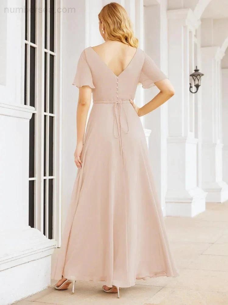 Numbersea Formal Prom Gowns for Mother of The Bride Short Sleeves Bridesmaid Dress 28049 by numbersea