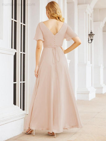 Numbersea Formal Prom Gowns for Mother of The Bride Short Sleeves Bridesmaid Dress 28049