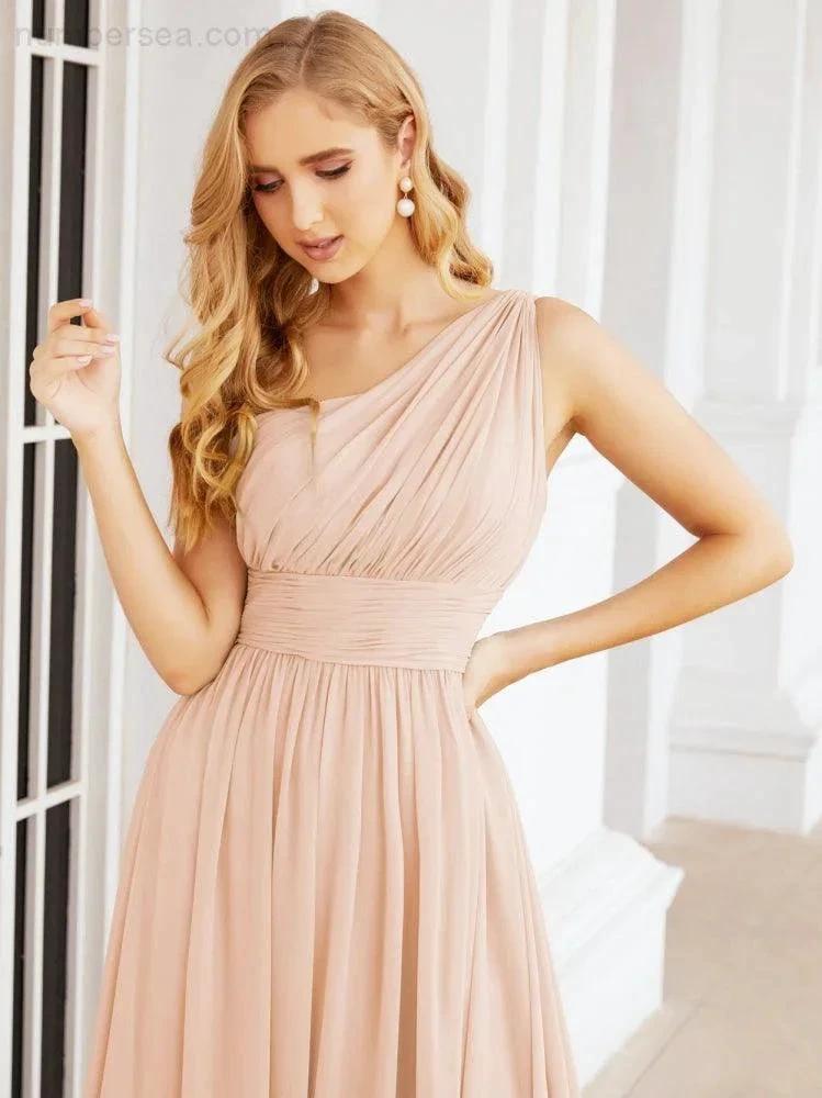 Numbersea One Shoulder Bridesmaid Dresses Long Maxi Formal Evening Party Prom Gowns 28061 by numbersea
