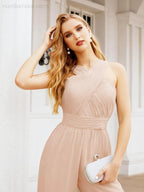 Numbersea Crisscross Neck Jumpsuit Formal Evening Dress Long Bridesmaid Dresses Bell-bottomed Pants 28033 by numbersea