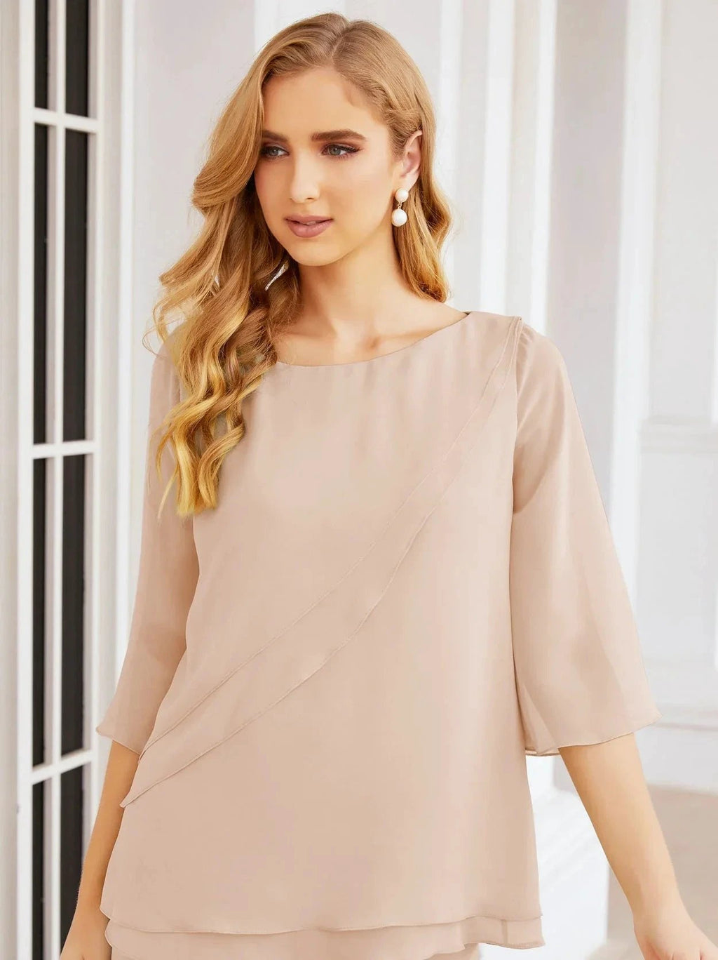 Sunnderly Elegant 2 Piece Mother of The Bride Dress Plus Size Pant Suits Ruffle Layers Sliver Housecoat SY28064 by numbersea