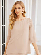Sunnderly Elegant 2 Piece Mother of The Bride Dress Plus Size Pant Suits Ruffle Layers Sliver Housecoat SY28064 by numbersea