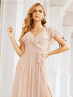Bridesmaid Dresses with Flutter Sleeves Formal Evening Party Prom Gowns 28044 by numbersea