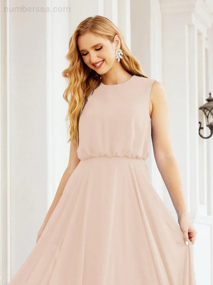 Numbersea Sleeveless Long Bridesmaid Dress A line Formal Evening Prom Gown 28025