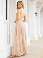 Numbersea Abiti da damigella incrociati con collo all'americana per festa, matrimonio, sera, ballo di fine anno, abiti lunghi da ballo 28053