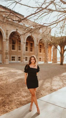 Black Square Neckline Dress Black Homecoming Dress Y5492