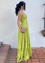 Chic Halter Green Long Satin Ruched Prom Dress Formal A Evening Dress Y8098 by simplepromdress