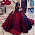 Gorgeous Burgundy Appliques Beaded Ball Gown A Line Quinceanera Dress Y7680 by simplepromdress