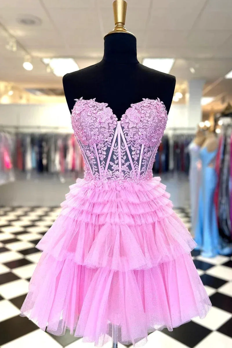 A Line Sweetheart Homecoming Dress with Ruffles Y2828 by simplepromdress