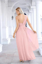 Ladies Chiffon One Shoulder Bridesmaid Evening Dress Wedding Party Evening Dress 28133 by numbersea