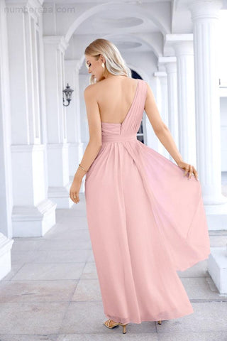 Ladies Chiffon One Shoulder Bridesmaid Evening Dress Wedding Party Evening Dress 28133