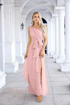 Ladies Chiffon One Shoulder Bridesmaid Evening Dress Wedding Party Evening Dress 28133 by numbersea