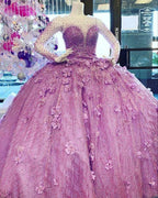 Luxurious Beaded Ball Gown With Flowers Quinceanera Dress Y811 by simplepromdress