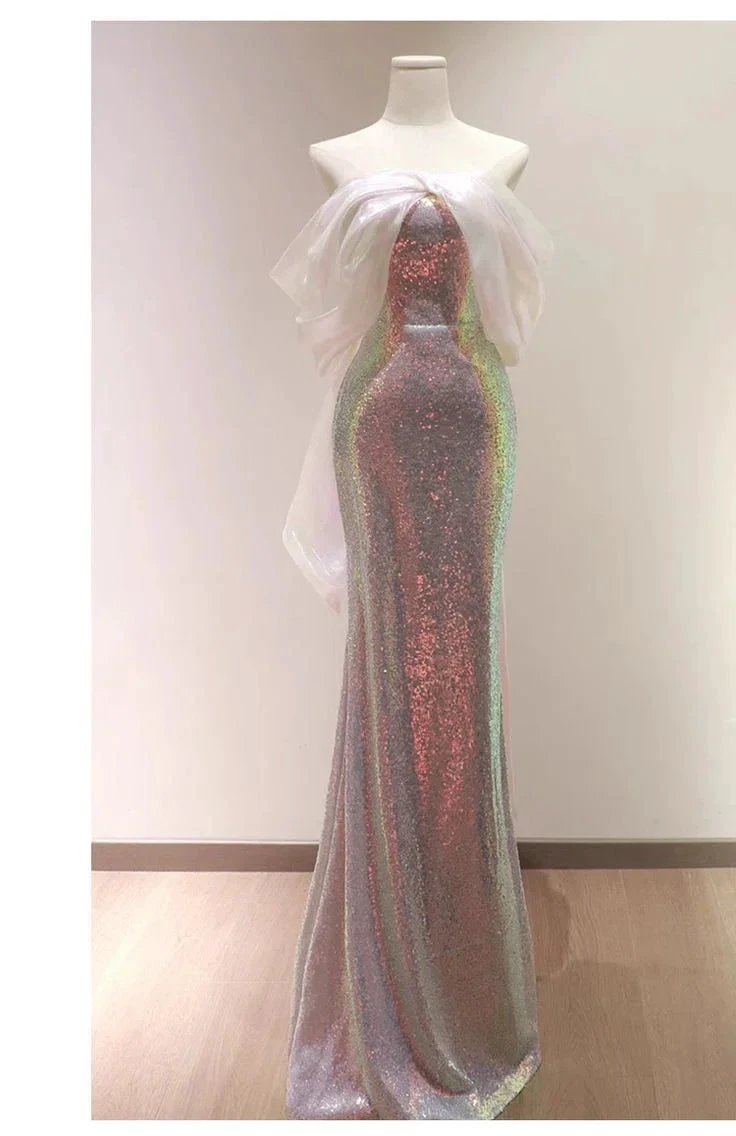 Charming Sequins Mermaid Evening Dress Shiny Long Prom Dress Y7687 by simplepromdress