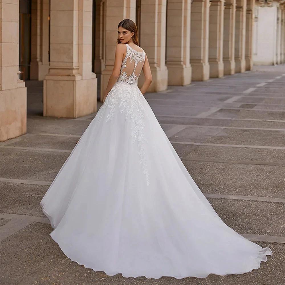 Vintage Vestidos De Novia A-line Wedding Dresses Bridal Gown Appliques Sleeveless For Elegant Women 2023 Custom Made by payinti