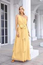 Ladies Chiffon One Shoulder Bridesmaid Evening Dress Wedding Party Evening Dress 28133 by numbersea