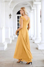 Ladies Chiffon V Neck Sleeveless Floor Length Bridesmaid Evening Dress Wedding Party Evening Dress 28126 by numbersea